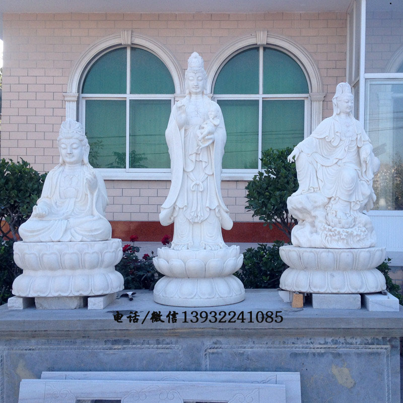 石雕三世佛,汉白玉释迦摩尼佛,药师佛,如来佛,寺院庙宇供奉雕刻摆件